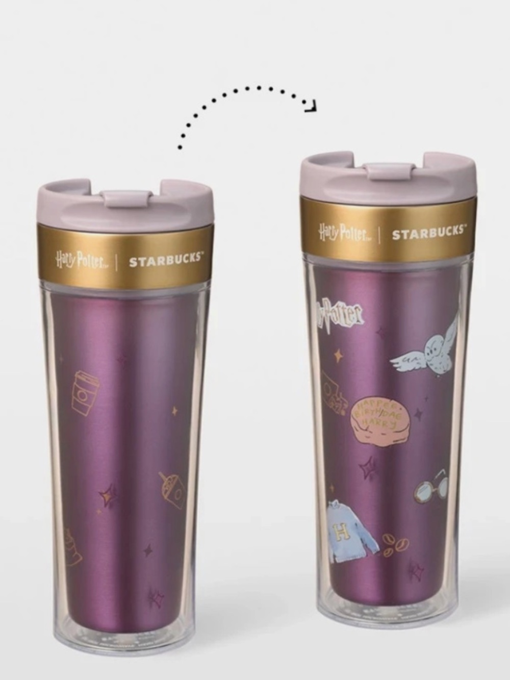 Starbucks X Harry Potter DIY Purple 16 oz Stainless Steel Tumbler with Stickers